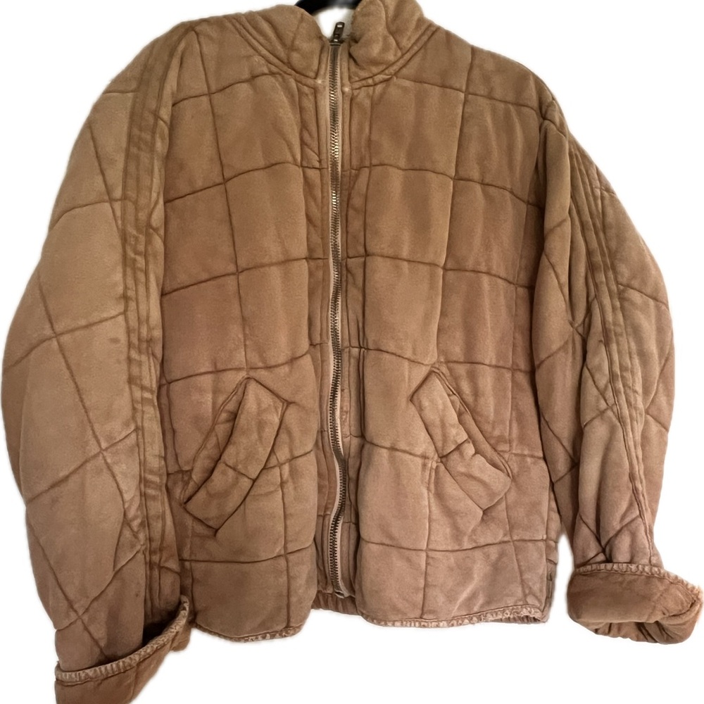 Free People Tan Quilted Jacket